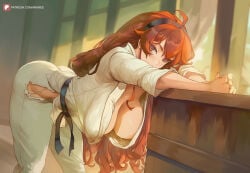 1girls araneesama breasts eris_greyrat female female_focus female_only large_breasts light-skinned_female light_skin looking_at_viewer mushoku_tensei solo thick_thighs thighs wide_hips