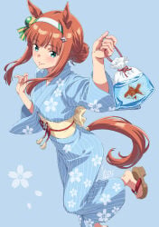 horse_girl kimono silence_suzuka_(umamusume) smile umamusume