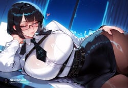 1girl 1girls absurd_res absurdres ai_generated ass bangs big_ass big_breasts black_hair blue_eyes blunt_bangs breasts female female_focus goddess_of_victory:_nikke hi_res high_quality high_resolution highres large_ass large_breasts mana_(nikke) nekromant nikke short_hair solo_focus straight thick_thighs video_game video_game_character video_games wide_hips