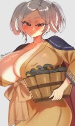 1girls breasts character_request copyright_request female female_focus female_only large_breasts light-skinned_female light_skin looking_at_viewer ruilumen solo white_background wide_hips