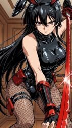 ai_generated akame_(akame_ga_kill!) akame_ga_kill! playboy_bunny sword