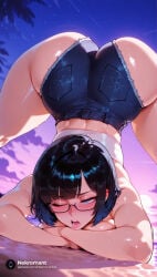 1girl 1girls absurd_res absurdres ai_generated ass bangs big_ass big_breasts black_hair blue_eyes blunt_bangs breasts female female_focus goddess_of_victory:_nikke hi_res high_quality high_resolution highres large_ass large_breasts mana_(nikke) nekromant nikke short_hair solo_focus straight thick_thighs video_game video_game_character video_games wide_hips