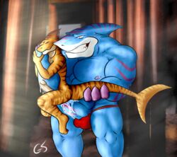 2012 abs anal anal_sex anthro balls biceps cum dorsal_fin erection fish furry gay gs male male_only marine muscles no_humans pecs penetration penis scalie sex shark street_sharks streex tiger_shark