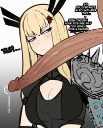 1girls anger_vein angry annoyed big_breasts blue_eyes english_dialogue english_text female huge_cock josebonn lemonhope_(artist) magik_(illyana_rasputin) magik_(marvel_tokon) male marvel marvel_tokon:_fighting_souls