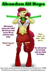 1cuntboy abs anthro apple_bloom_(mlp) areolae bondage bottomless_skirt bound cosplay crossover cuntboy cuntboy_only cuntboysub dated dc depowered english_text equine erect_nipples fall_of_equestria friendship_is_magic furry intersex kryptonite muscular muscular_cuntboy my_little_pony nipples no_humans rubber skirt slave smudge_proof solo superfilly supergirl_(cosplay) tears text topless transparent_background url wet