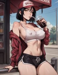 1girls ai_generated alternate_costume black_hair cola female female_only light-skinned_female light_skin nipple_bulge pale-skinned_female pale_skin serana short_hair skyrim solo solo_female tagme the_elder_scrolls vampire vampire_girl yellow_eyes