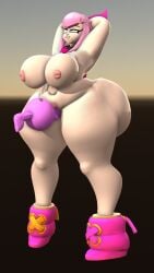 big_ass big_breasts brawl_stars chubby_female melodie_(brawl_stars) melodie_note_(brawl_stars) pink_eyes pink_hair pleasure_face rojo84 rojo_parasito standing_sex
