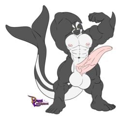 1boy anthro balls big_balls cetacean darius_leodragon erection flexing huge_balls hyper hyper_balls hyper_penis looking_at_viewer male male_only mammal marine muscular muscular_male nude orca pecs penis smile solo standing tapering_penis vein veiny_penis whale