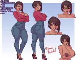 2d borderreloaded busty character_sheet female female_focus female_only front_view full_body hourglass_figure oc rear_view tagme wide_hips
