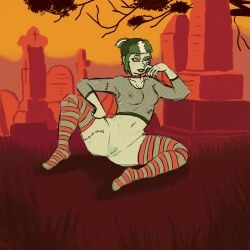 1girls 2023 ablazemosquit0 bottomless carmella_creeper cereal_mascot female female_only general_mills green_skin green_skinned_female monster_cereal monster_girl pussy solo solo_female solo_focus zombie zombie_girl
