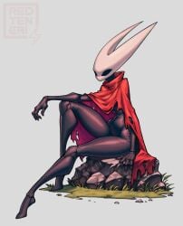 1girls 2_horns anthro anthro_female arachnid arachnid_humanoid arthropod arthropod_girl arthropod_humanoid black_body black_skin bug bug_girl cloak dark-skinned_female female female_only hollow_knight horn horned_female horned_humanoid hornet_(hollow_knight) horns red_clothing redteneri sitting solo solo_female solo_focus spider spider_girl tagme thick_thighs