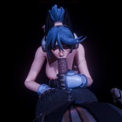 3d 3d_(artwork) 3d_model 3d_render bbc blacked blender blender_(artwork) blowjob_face blowjob_only blue_hair breasts breasts_out dark-skinned_male dark_skin darkprimordials dick_in_mouth dick_sucking epic_games eyebrows_raised eyes_open eyes_up fortnite fortnite:_battle_royale fortnite:_save_the_world hand_on_penis hope_(fortnite) interracial killian_(fortnite) nipples pink_nipples pov_blowjob pov_eye_contact saliva saliva_trail the_seven tits tits_out white-skin white-skinned_female