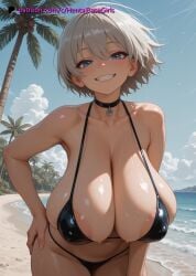 1girls ai_generated beach big_breasts bikini breasts hips huge_breasts large_breasts solo