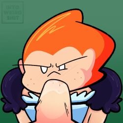 2d 2d_(animation) angry angry_face blowjob friday_night_funkin gay gif intoweirdshit loop maid maid_outfit male/male male_only no_background orange_hair pico_(newgrounds) self_upload tagme white_eyes