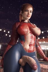 1futa 3d apone3d belly big_breasts blue_eyes bodypaint boobs breasts breasts_out cock cosplay freckles futa_only futanari intersex marvel marvel_comics mary_jane_watson navel nipples outdoor_nudity outdoors outside penis red_hair solo spider-man_(series) tummy