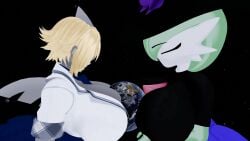 2girls big_breasts breasts cleavage female gardevoir huge_breasts macro pokemon pokemon_(species) tagme vanessa_(zer0264) zer0264