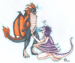 3_toes anthro dragon erection furry gay grostenmeiers hair heart ice male no_humans nude open_mouth penis purple_hair red_eyes red_hair scalie wings