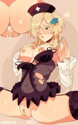 after_anal after_sex blonde_hair blush commission cum cum_drip cum_in_ass cum_inside female girls'_frontline overtimensfw