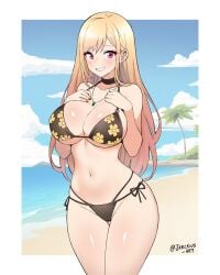 1girls big_breasts bikini blonde_hair breasts female female_only fit_female gyaru hourglass_figure jarckius kitagawa_marin large_breasts light-skinned_female navel slim_waist solo sono_bisque_doll_wa_koi_wo_suru swimsuit thick_thighs wholesome wide_hips