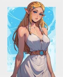 4narch157 ai_generated nintendo princess_zelda simple_background solo the_legend_of_zelda the_legend_of_zelda:_breath_of_the_wild white_dress zelda_(breath_of_the_wild)