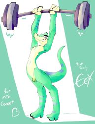 1boy anthro balls gex_(series) gex_the_gecko male male_only nude penis small_penis solo staggernight tagme video_games weightlifting