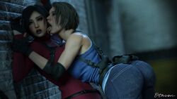 2girls 3d ada_wong big_ass big_breasts breasts bust busty capcom chest curvaceous curvy curvy_figure face_lick female female_focus hips hourglass_figure huge_ass huge_breasts jill_valentine large_ass large_breasts legs licking licking_face light-skinned_female light_skin mature mature_female otacon212 resident_evil resident_evil_2 resident_evil_3 resident_evil_4 slim_waist thick thick_hips thick_legs thick_thighs thighs top_heavy voluptuous voluptuous_female waist wide_hips