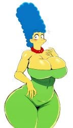 1girls 2017 2017s 20th_century_fox 20th_century_studios absurdres alternate_breast_size big_breasts blue_hair breasts cleavage clothed clothing collar dress female female_only green_dress hair huge_breasts impossible_clothes impossible_dress jewelry large_breasts looking_at_viewer marge_simpson midriff necklace pearl_necklace red_pearl_necklace simple_background sketch solo solo_female solo_focus sssonic2 the_simpsons thick_thighs white_background wide_hips yellow_skin