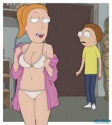 brother_and_sister kurt_lenman lingerie morty_smith orange_hair panties red_hair rick_and_morty seduction summer_smith topwear