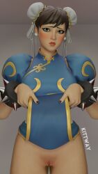 blush blush bracelet chun-li chun-li_(fortnite) clothed clothed_female clothing female female_only flashing flashing_pussy fortnite hair_ornament kitway loincloth loincloth_lift looking_at_viewer mostly_clothed mostly_clothed_female no_panties pubic_hair pussy solo solo_female street_fighter