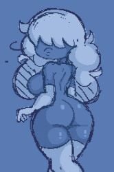 1girls bangs_over_eyes big_ass blue_hair blue_skin elbow_gloves gem_(species) long_hair looking_at_viewer looking_back partially_clothed pov professorcorvus sapphire_(steven_universe) steven_universe thighhighs