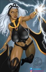 2d 2d_(artwork) african african_female athletic athletic_female big_breasts breasts busty cyborg_mc female female_focus female_only fit hourglass_figure long_hair marvel marvel_comics ororo_munroe storm_(x-men) toned toned_female white_hair wide_hips x-men