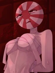 bandaged_breasts countryhumans countryhumans_girl japanese_empire_(countryhumans) nude