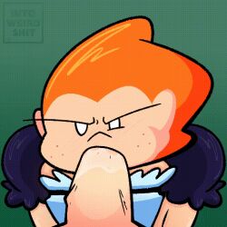 2d 2d_(animation) angry angry_face blowjob friday_night_funkin gay gif intoweirdshit loop maid maid_outfit male/male no_background orange_hair pico_(newgrounds) self_upload tagme white_eyes