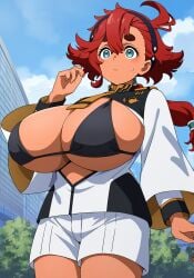 ai_generated breasts_out gundam_suisei_no_majo suletta_mercury tagme