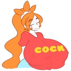 animated bouncing_breasts character_request female female_only nipple_bulge orange_hair red_shirt sole_female tagme tagme_(character) theycallhimcake tumblr_link white_skin