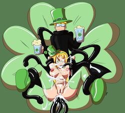 anal beer big_breasts blonde_hair breasts cum cum_everywhere cum_in_ass cum_in_hair cum_on_breasts cum_on_face dahs green_eyes hair igocu knightsnipe oral pussy st._patrick's_day tentacle ucogi