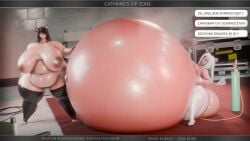 2girls 3d air_inflation air_tank bbw belly_focus belly_inflation bonkshonk bottom_heavy cassia_(bonkshonk) cat_ears cathrine_(bonkshonk) cghonk fat female female_focus hose_in_butt huge_ass huge_belly huge_breasts huge_nipples hyper_belly inflation looking_at_belly overweight shocked small_breasts streaming stretch_marks thighhighs wide_hips