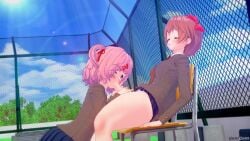 1futa 1girls 3d blowjob blush closed_eyes cute doki_doki_literature_club fellatio female futa_on_female futanari gomgom hands_on_penis head_tilt koikatsu natsuki_(doki_doki_literature_club) oral penis petite pink_eyes pink_hair sayori_(doki_doki_literature_club) school_uniform skinny slim student sunny teenager thick_thighs young