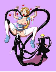 ahe_gao big_breasts blonde_hair breasts cum cum_everywhere cum_in_hair cum_in_mouth cum_in_pussy cum_on_face dahs green_eyes hair heart igocu knightsnipe messy tentacle ucogi vaginal_penetration valentine's