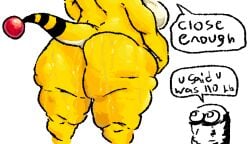 ampharos big_ass big_breasts casked223 fat_ass fat_ass_cheeks fat_butt height_difference pokemon pokephilia sweat