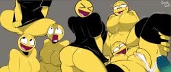 1girls after_sex ahe_gao black_shirt blush cum cum_in_pussy cum_inside emoji emoji_(race) epic epic_face female green_skin nowayhow_was_here penis shadow shirt_pull srrealleaf stomach_bulge surprised yellow_body