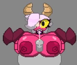 1boy 1boy1girl 1girls big_breasts boobjob brawl_stars breasts colette_(brawl_stars) cum cum_in_mouth cum_inside cumshot horns open_mouth paizuri penis_between_breasts pixel_art pumpkinz6 purple_tongue red_body succubus titfuck titjob tongue trixie_colette_(brawl_stars) white_hair wings yellow_eyes