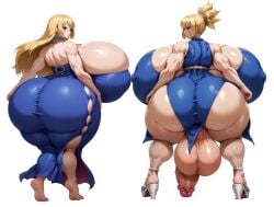 1futa ai_generated ass big_ass big_balls big_breasts big_penis blonde_hair blue_dress dr.stone female futanari huge_ass huge_balls huge_breasts huge_cock hyper hyper_ass hyper_balls hyper_breasts hyper_penis kohaku_(dr.stone) muscular_female penis ruri_(dr.stone) sisters tight_clothing