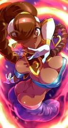 ass breasts dark-skinned_female dark_skin female female_only harem_outfit haysey_draws human_female power_stone rouge_(power_stone) solo tagme