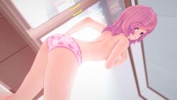 3d animated arched_back ass ass_focus ass_shake back_boob back_view bookshelf breasts butt_cheeks butt_wiggle cute dat_ass doki_doki_literature_club female female_only half_naked hand_on_hip heart_pasties hips looking_at_viewer looking_back mashirosolera natsuki_(doki_doki_literature_club) pale_skin panties pink_eyes pink_hair pink_panties semi_nude shaking_ass shaking_butt short_hair shoulders tagme teasing_viewer thick_thighs thighs topless underass underbutt video wide_hips