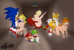 3girls 5boys absurdres all_fours ambiguous_penetration anthro_on_human barefoot blonde_female blonde_hair blonde_hair_female blowjob blue_eyes blue_fur blue_penis blush blush blush_lines breasts breasts_out cheating cheating_girlfriend completely_nude_anthro completely_nude_female crown cuckold cuckolding earrings excito green_eyes hand_on_ass in_front_of_cuckold knuckles_the_echidna light-skinned light-skinned_female light-skinned_male light_skin luigi male_dominating_female mario mario_(series) nintendo nude_female open_mouth princess princess_daisy princess_peach princess_rosalina purple_eyes red_fur red_penis royalty sega shocked smirking sonic_(series) sonic_the_hedgehog sonic_the_hedgehog_(series) spines sucking_penis super_mario_bros. suprised_look tails tails_the_fox yellow_fur yellow_penis yellow_tail