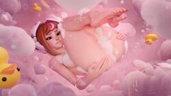 1girls feet female forceballfx juno_(overwatch) my_hero_academia nude nude_female ochako_uraraka_(cosplay) overwatch overwatch_2 pussy soap spread_pussy uravity_juno