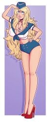 big_breasts bimbo bimbo_body bimbo_lips blonde_hair huge_breasts military_uniform navy_uniform pinup saluting wide_hips wrenzephyr2