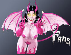 black_hair demon_girl female glowing_eyes horns nipple_piercing piercing succubus tagme tail wbreaux wings world_of_warcraft