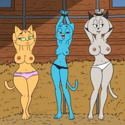2025 4_fingers 4_toes animated anthro areola barefoot bedroom_eyes big_areola big_breasts big_eyes big_nipples black_ears black_nose blue_body blue_breasts blue_ears breasts cartoon_network clothed clothing crossover dark_ears dark_nose digital_drawing_(artwork) digital_media_(artwork) domestic_cat feet felid feline felis female fingers fran_(litterbox_comics) fur green_eyes grin group happy hug huge_areola huge_breasts huge_nipples humanoid_hands light_body light_fur litterbox_comics looking_at_viewer mammal mature_anthro mature_female medium_breasts monotone_body monotone_fur monotone_tail mostly_nude mostly_nude_anthro mostly_nude_female mother_puss mouth_closed narrowed_eyes navel nicole_watterson nipples orange_body orange_breasts panties panties_only pink_areola pink_nipples pink_nose seductive smile stripes tail the_amazing_world_of_gumball the_complex_adventures_of_eddie_puss toes topless topless_female trio underwear underwear_only vylfgor white_body white_breasts white_fur